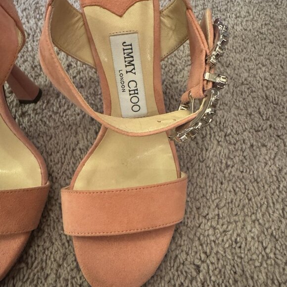 Jimmy Choo Suede Heels with Rhinestone Buckle - Picture 5 of 11